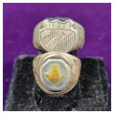 WWII Era "Trench Art" Ring, Manilla & Masonic Ring