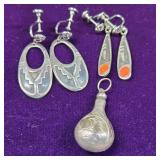 Sterling Earrings & Pendant, 18.6g