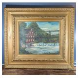 1954 C. SUMMEY ORIGINAL WAR EAGLE OIL PAINTING