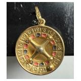 18K Gold Roulette Wheel Charm Pendant Mechanical