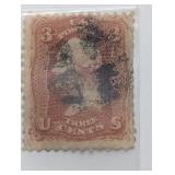 1867 3 CENT GRILL US POSTAGE STAMP