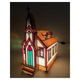 Vintage Inspirational Stained Glass Church Lamp