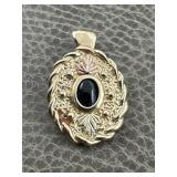 10K Black Hills Gold & Onyx Pendant