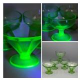 5- URANIUM GLASS DESSERT CUPS