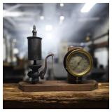 Steam Whistle & Antique Ashcroft Pressure Gauge,