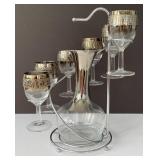 Dorothy Thorpe Silver Fade Carafe & 6 Wine