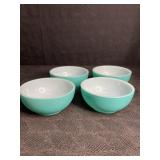 4 TURQUOISE FIRE KING OVEN WARE BOWLS