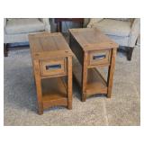 Pair of Modern Oak End Tables / Night Stands