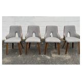 4 Mid Century Style Dining Chairs w Grey Linen