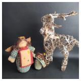 Vtg Christmas Decorations Angels Reindeer
