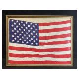 FRAMED SILK PARADE FLAG APPROX. 12 IN. X 16 IN.