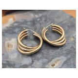 Gold & Silver Triple Hoop Earrings 9.3g