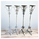 4 Iron Candle Holders 43ï¿½ï¿½ Tall Needs Painting &