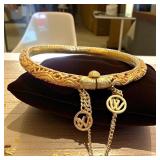 22k/ 24k Yellow Gold Hinge Bangle Bracelet 18G
