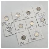 10 Silver Mercury Dimes