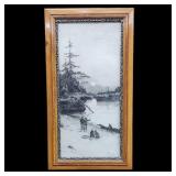 Otto Dinger Etching River Scene 1888