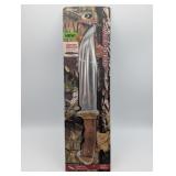 MOSSY OAK WOOD BOWIE NIB WITH LEATHER SHEATH