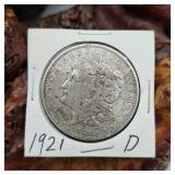 1921 D Morgan Silver Dollar