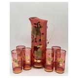 Jaffe Rose Cranberry & Gilt Lemonade Set /