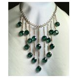 Stunning Vintage Bib Necklace Faceted Green