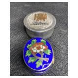 CLOISONNï¿½ ENAMEL BLUE FLORAL MINI TRINKET/JEWELRY