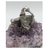 AMETHYST CRYSTAL WITH PEWTER WIZZARD HOLDING 2