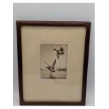 RICHARD ROME SIGNED ETCHING FRAMED UNDER GLASS
