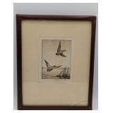 RICHARDSON ROME SIGNED ETCHING " DUCKS FLYING"