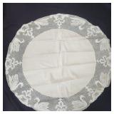 Antique Handmade Lace Tablecloth Swans