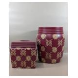 BURGANDY ELEGANT WASTE BASKET & TISSUE BOX COVER
