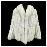 Silver Fur Jacket / Coat Sz L-XL ,  Velvet Lined