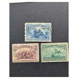 3- 1893 US POSTAGE STAMPS 1 CENT, 2 CENT & 3 CENT