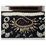 Old Box of Vintage Costume Jewelry Rhinestones