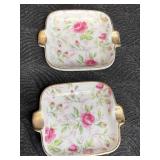 2 LEFTON ROSE CHINTZ ASHTRAYS