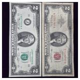 1963 U.S. $2 "red seal" Bill & 1976 $2 Bill