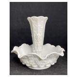 WESTMORELAND EPERGNE VASE GRAPE WHITE MILK GLASS