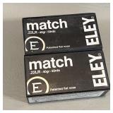 ELEY Match 22 LR Ammunition , 2 Boxes, 100 Rds,