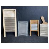 4 SMALL WASHBOARDS 1 GLASS 3 METAL