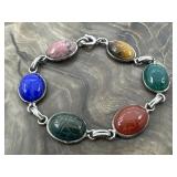 Van Dell Sterling Scarab Precious Stones Bracelet