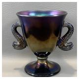 Fenton Twin Dolphin Carnival Iridescent Black /