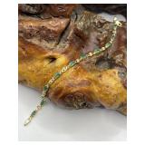 10K Gold Bracelet w/ Diamonds & Green Stones