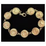 Italian 14K Gold Bracelet 585 Greek Water Nymph