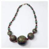 Vtg Cloisonnï¿½ Necklace Large Beads Stone Beads