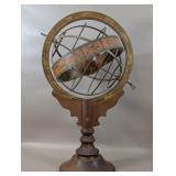 ARMILLARY SPHERE GLOBE  WOOD ZODIAC GLOBE 17.5"