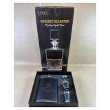 Crystal Whiskey Decanter & Leather Flask Set
