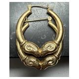 14K Gold Ramsï¿½ Heads Hoop Earrings Vintage