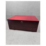 NOS Cherry Finished Flatware Chest