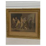 Antique Engraving Zeuxis & 5 Female Figures ,