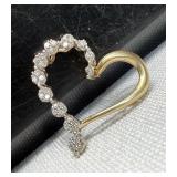 Delicate 10K Gold & Diamond Heart Pendant,