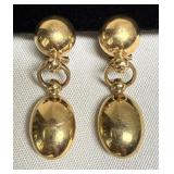 Large 14K Gold Drop Earrings Omega Backs Very